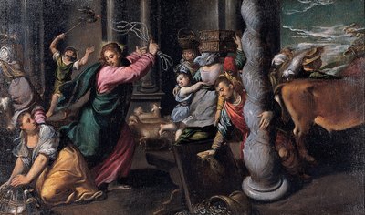 Driving of the Merchants from the Temple by Sigismondo Scarsellino